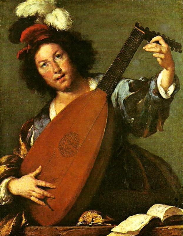 Bernardo Strozzi lutspelare oil painting image
